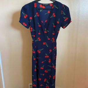 Cherry Print Wrap Dress